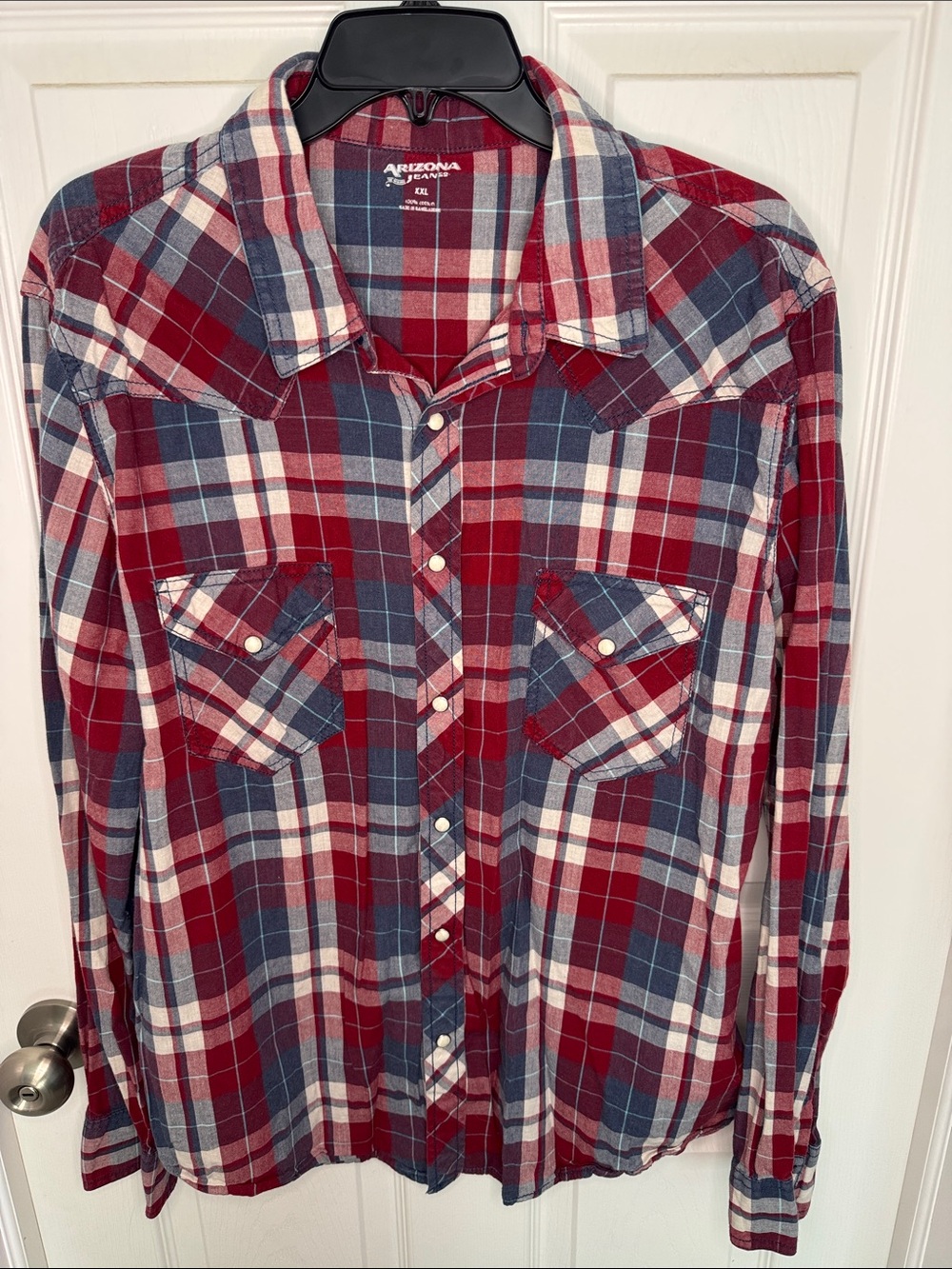 EUC Arizona Jean Company Men’s Plaid Western Button-Down Shirt